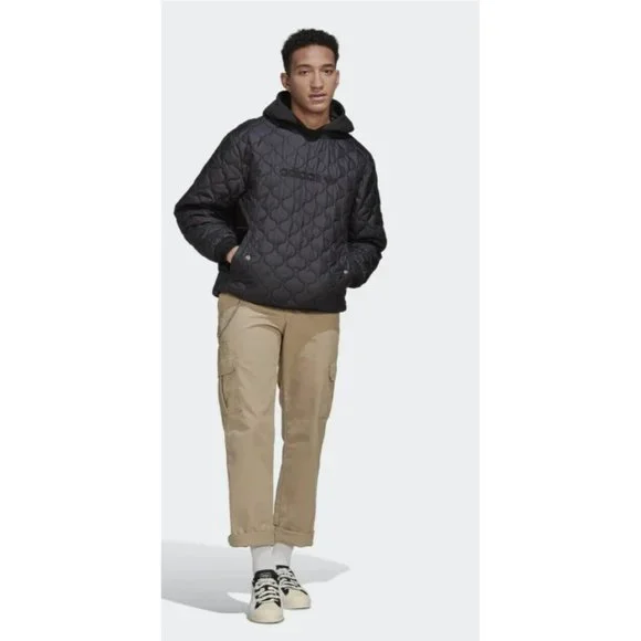 New ADIDAS MEN's ONION QUILT HOODIE COLOR BLACK - SIZE L - Picture 5 of 6